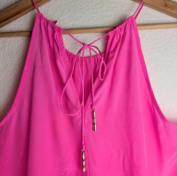 Lily Pulitzer Millie 100% Silk Halter Top Size Medium Pink Tropical Beachy - Picture 10 of 11